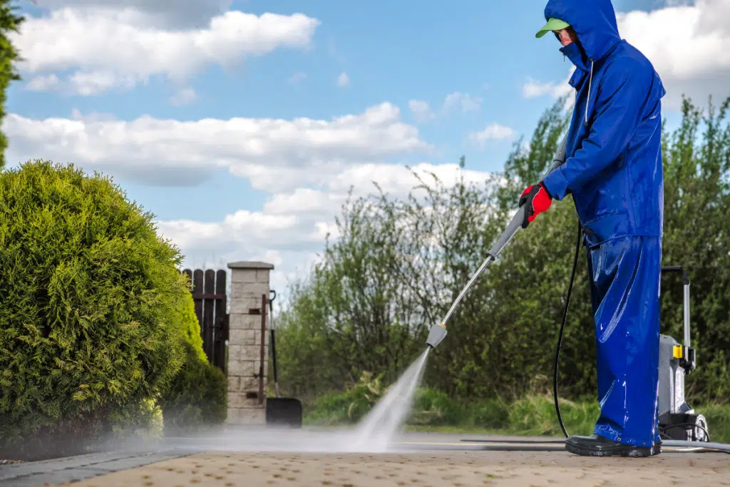 Man doing soft washing Winter Haven FL